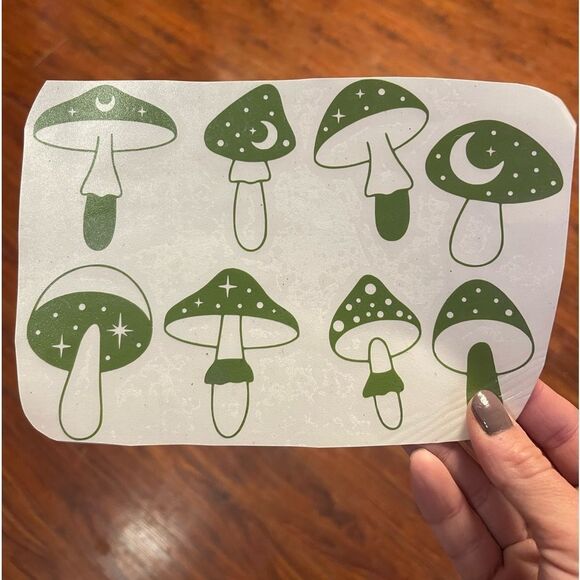 6 Green Magic Mushrooms Vinyl Decals - Picture 2 of 6